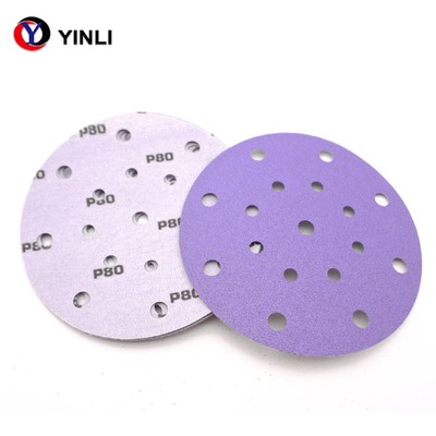 Ceramische Schurende 5 Duim Zelfklevende Schurende Schijven 80 Grit Purple Coated